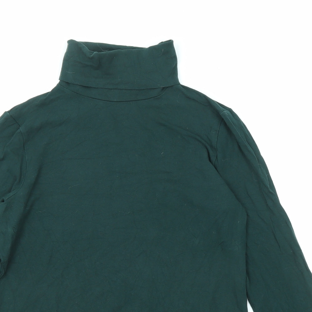 Hobbs Womens Green Viscose Basic T-Shirt Size M Roll Neck