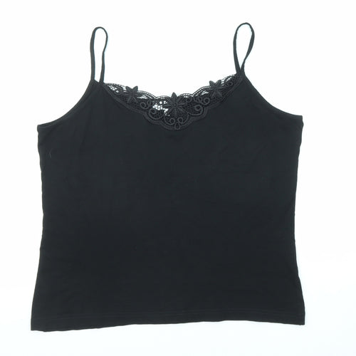 Signature Experience Womens Black Viscose Basic Tank Size L V-Neck