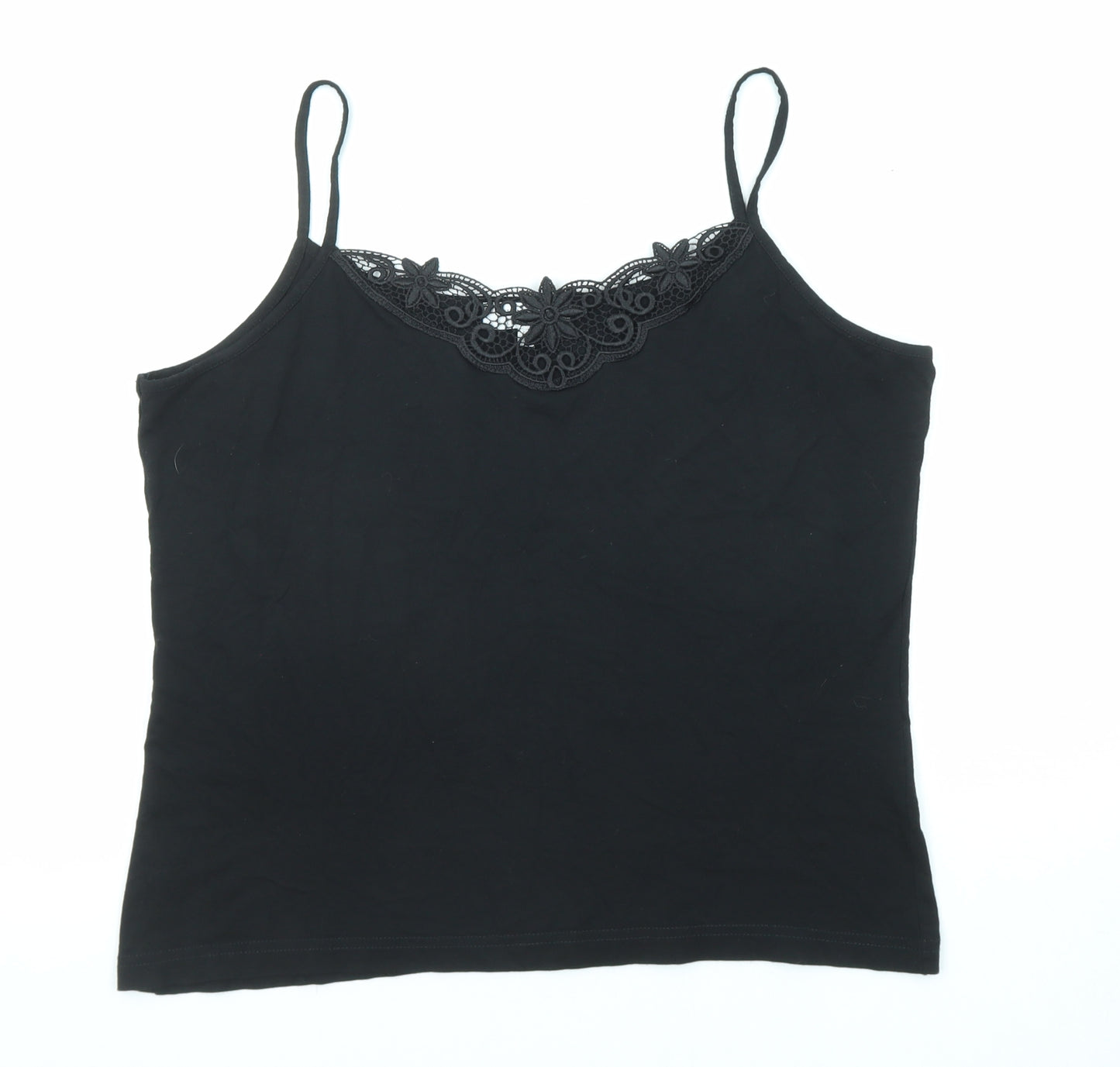 Signature Experience Womens Black Viscose Basic Tank Size L V-Neck