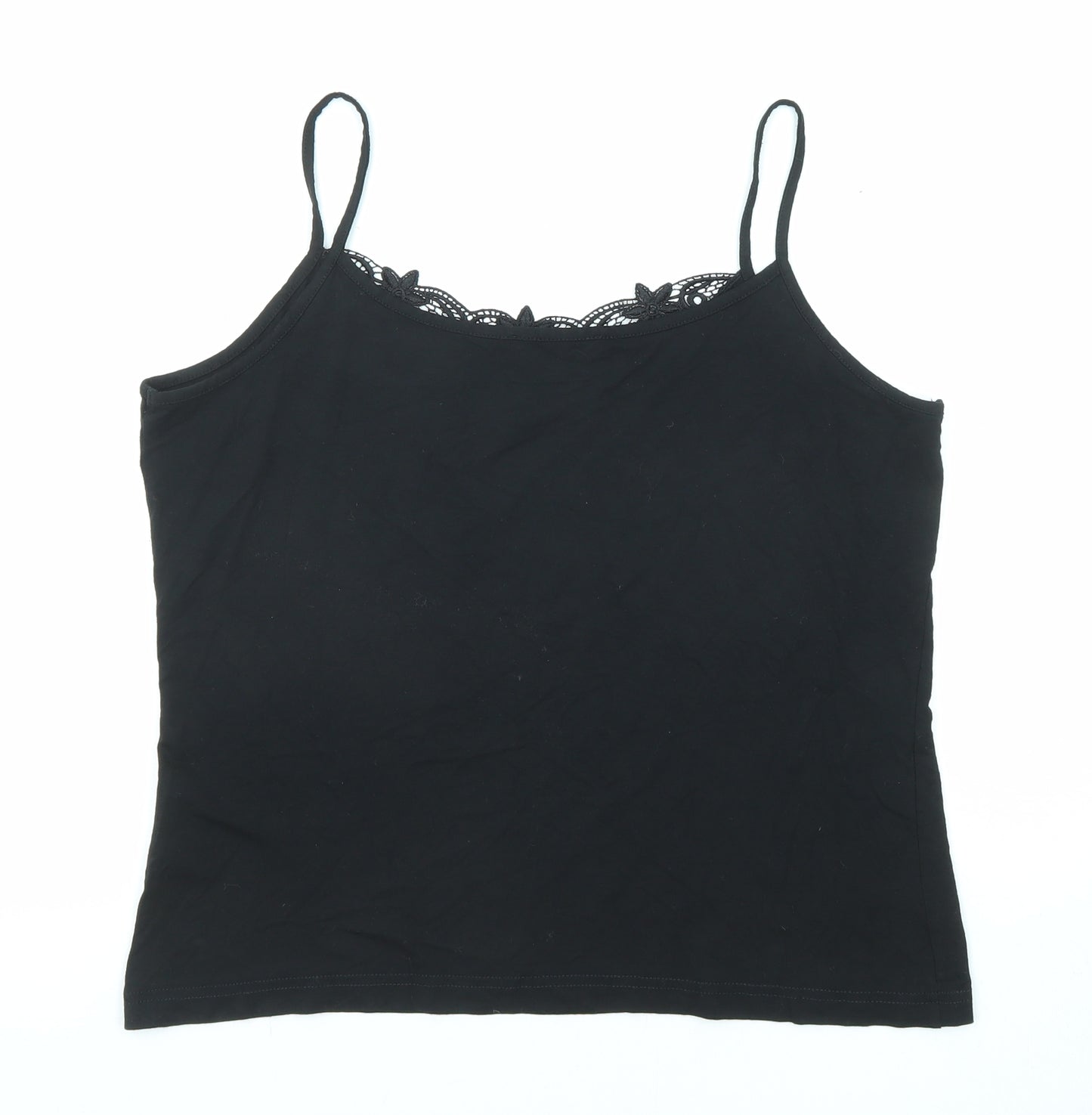 Signature Experience Womens Black Viscose Basic Tank Size L V-Neck