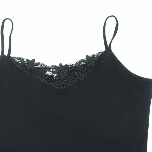 Signature Experience Womens Black Viscose Basic Tank Size L V-Neck