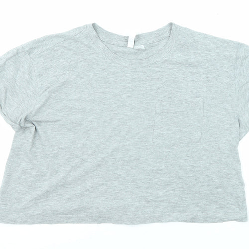 Divided by H&M Womens Grey Viscose Basic T-Shirt Size S Round Neck