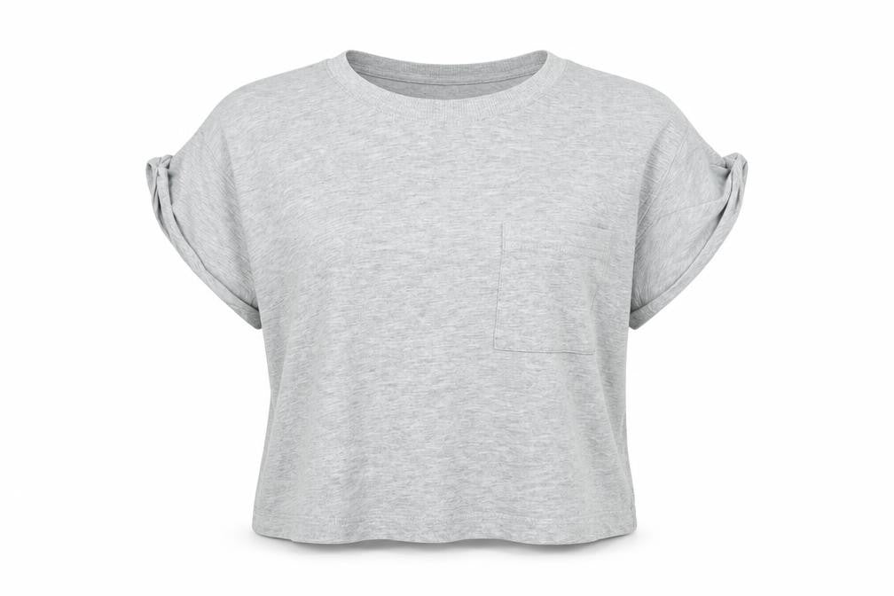 Front view of Divided by H&M women’s grey viscose basic t-shirt, size S, round neck