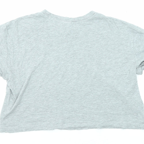 Divided by H&M Womens Grey Viscose Basic T-Shirt Size S Round Neck
