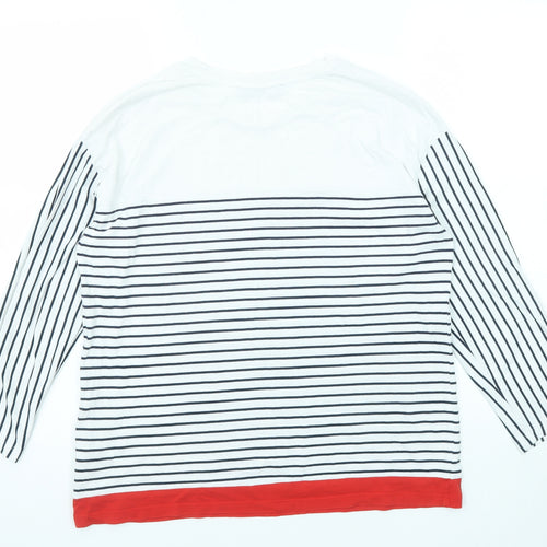 Marks and Spencer Womens Blue Striped Cotton Basic T-Shirt Size 12 Round Neck