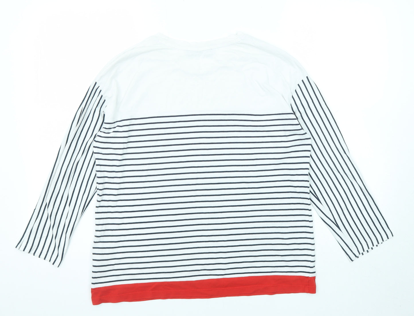 Marks and Spencer Womens Blue Striped Cotton Basic T-Shirt Size 12 Round Neck