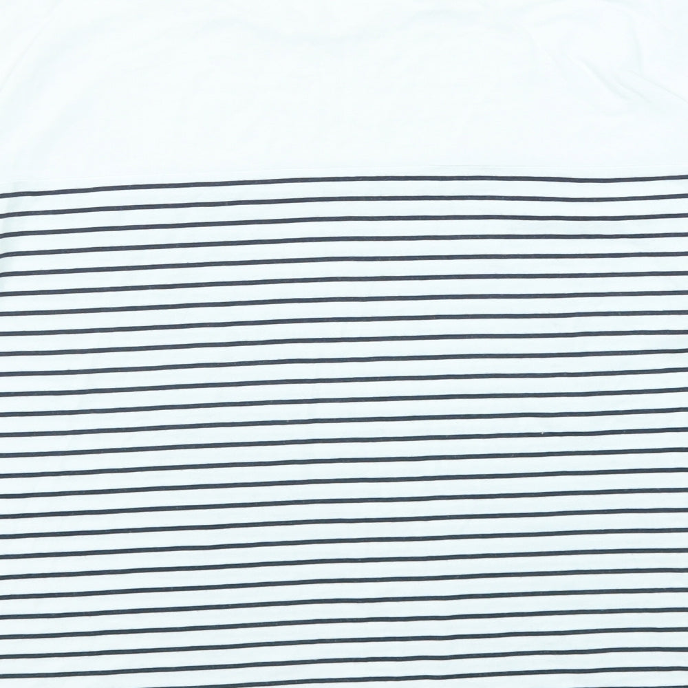 Marks and Spencer Womens Blue Striped Cotton Basic T-Shirt Size 12 Round Neck