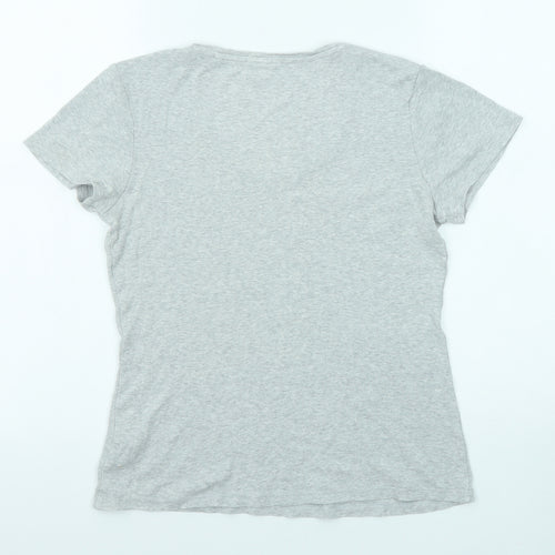 Marks and Spencer Womens Grey Cotton Basic T-Shirt Size 10 V-Neck