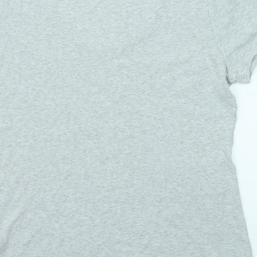 Marks and Spencer Womens Grey Cotton Basic T-Shirt Size 10 V-Neck