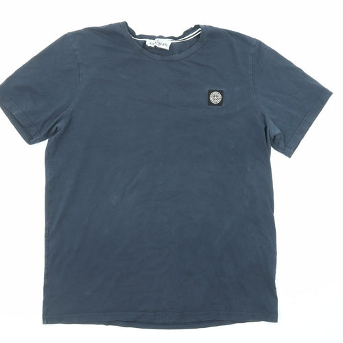 Stone Island Mens Blue Cotton T-Shirt Size L Crew Neck