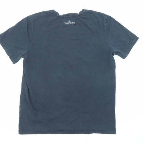 Stone Island Mens Blue Cotton T-Shirt Size L Crew Neck