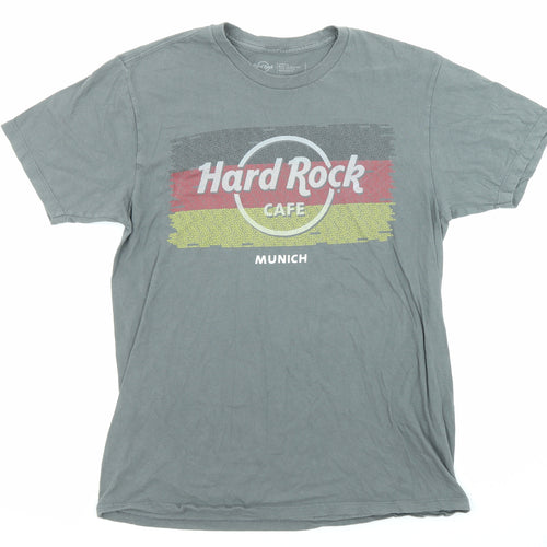 Hard Rock Mens Grey Cotton T-Shirt Size M Crew Neck
