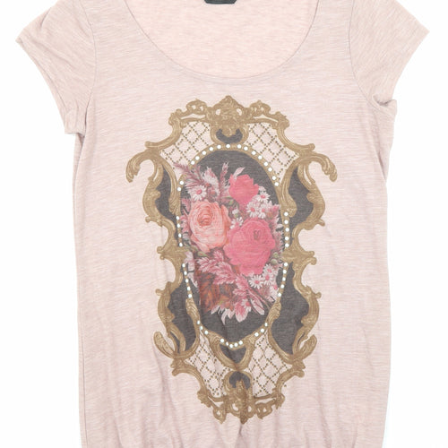 Dorothy Perkins Womens Pink Polyester Basic T-Shirt Size 10 Round Neck