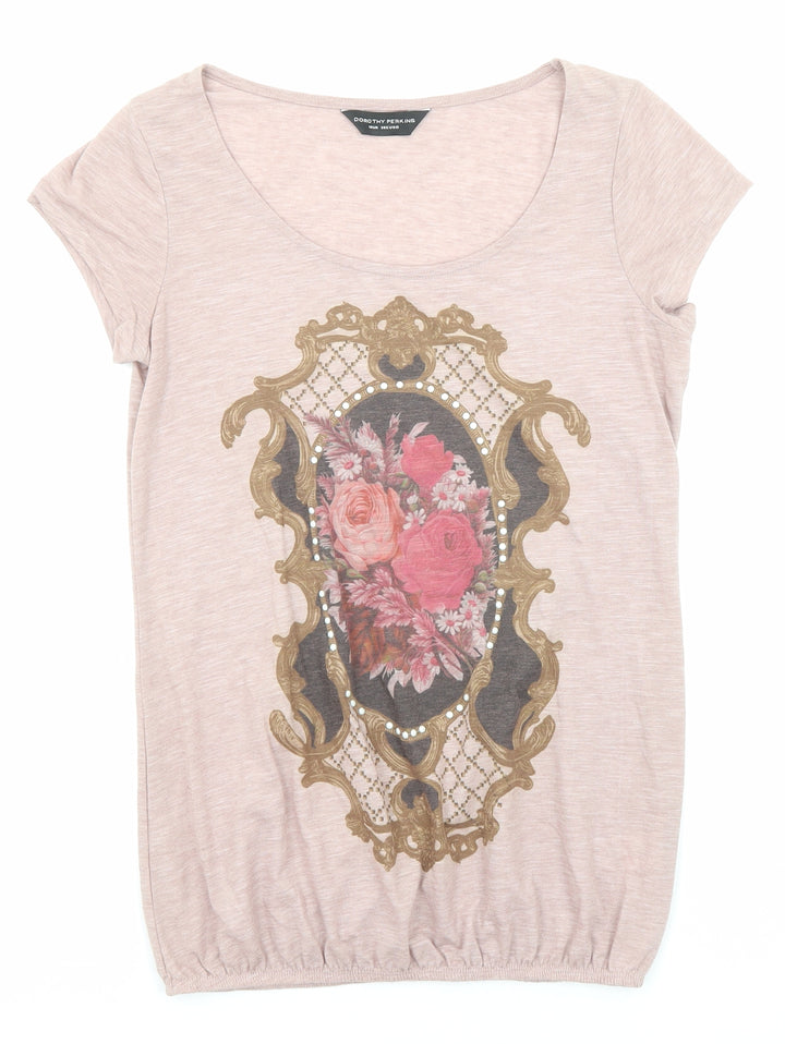Dorothy Perkins Womens Pink Polyester Basic T-Shirt Size 10 Round Neck