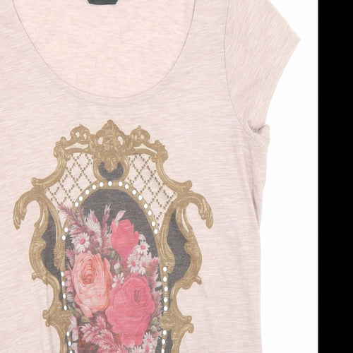 Dorothy Perkins Womens Pink Polyester Basic T-Shirt Size 10 Round Neck