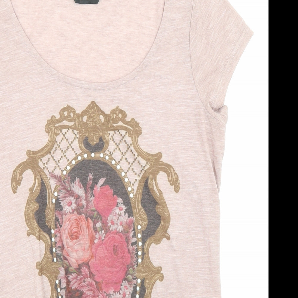 Dorothy Perkins Womens Pink Polyester Basic T-Shirt Size 10 Round Neck