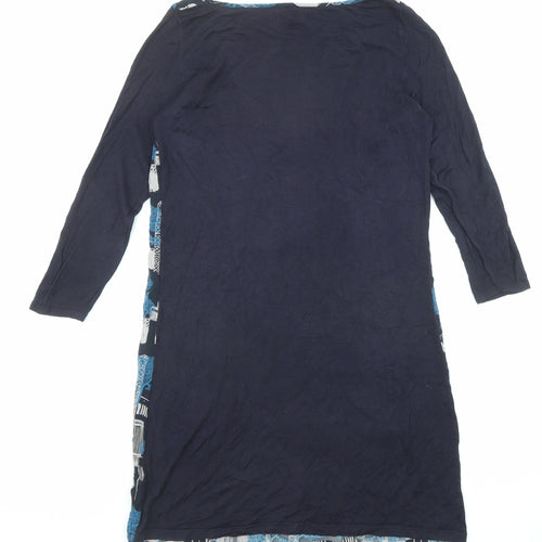 White Stuff Womens Blue Geometric Acrylic A-Line Size 8 Round Neck Pullover