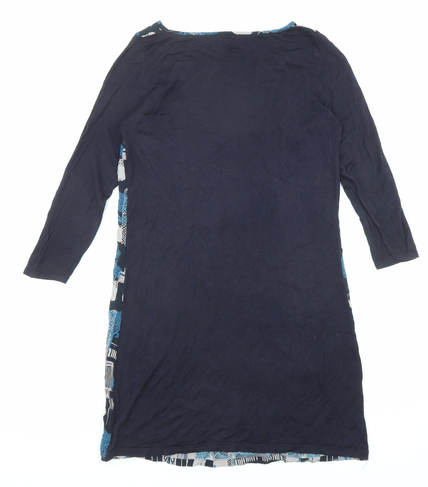 White Stuff Womens Blue Geometric Acrylic A-Line Size 8 Round Neck Pullover