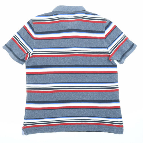 Blue Harbour Mens Multicoloured Striped Cotton Polo Size L Collared Button