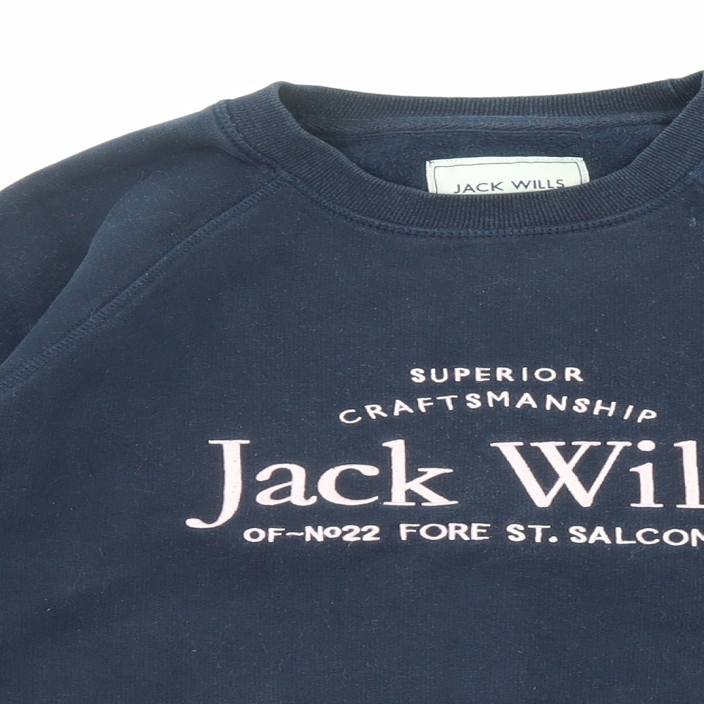 Jack Wills Womens Blue Cotton Pullover Sweatshirt Size 14 Pullover