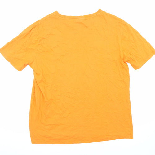 FILA Mens Orange Cotton T-Shirt Size L Crew Neck - Fila International