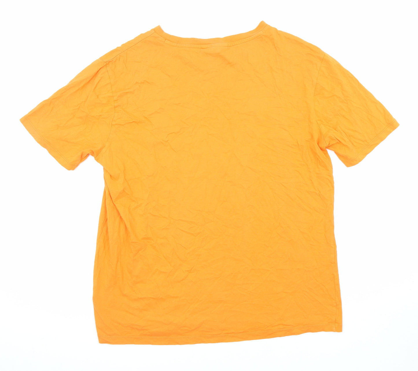 FILA Mens Orange Cotton T-Shirt Size L Crew Neck - Fila International