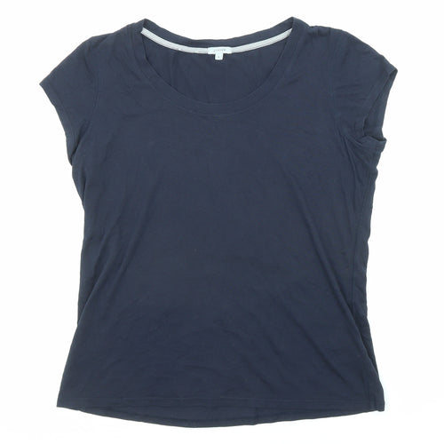 Jigsaw Womens Blue Cotton Basic T-Shirt Size L Round Neck