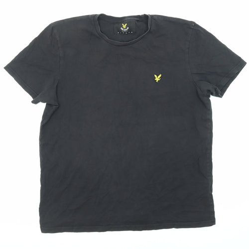 Lyle & Scott Mens Black Cotton T-Shirt Size L Crew Neck