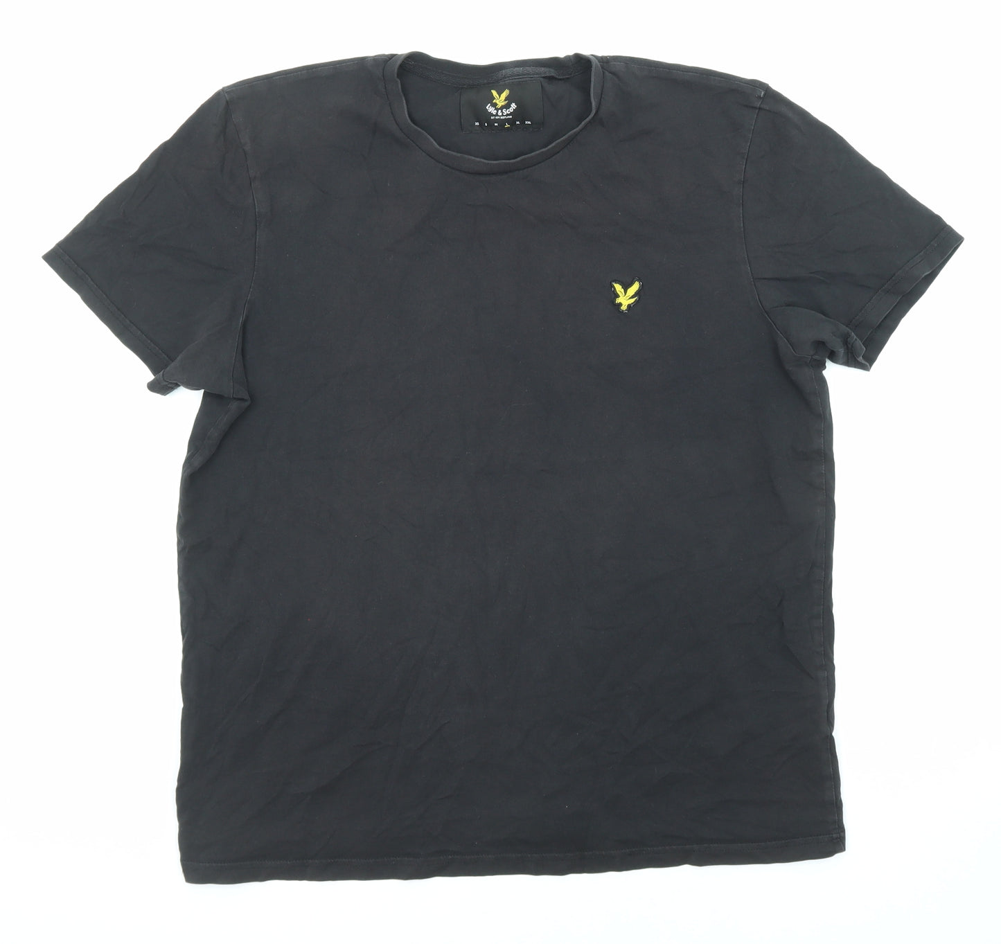 Lyle & Scott Mens Black Cotton T-Shirt Size L Crew Neck