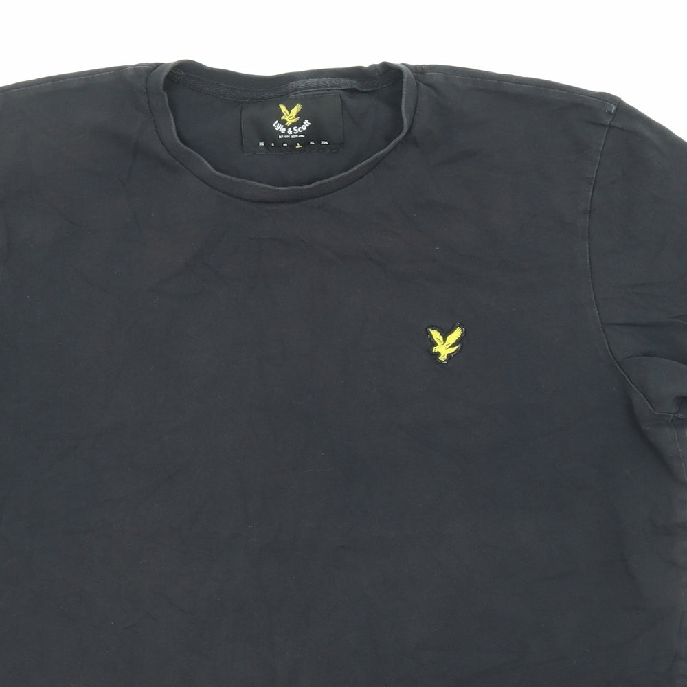 Lyle & Scott Mens Black Cotton T-Shirt Size L Crew Neck