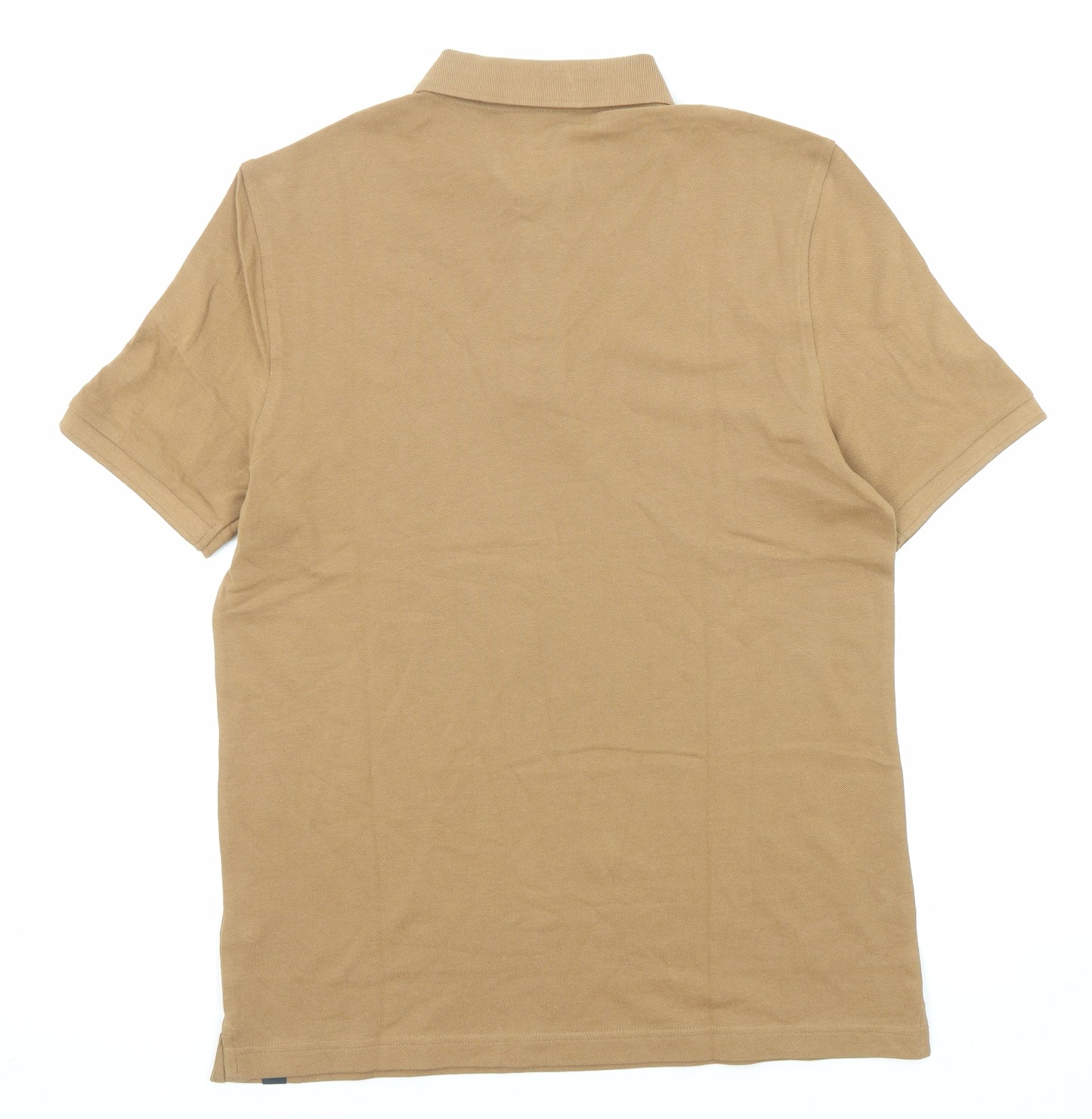 Marks and Spencer Mens Brown Cotton Polo Size M Collared Button