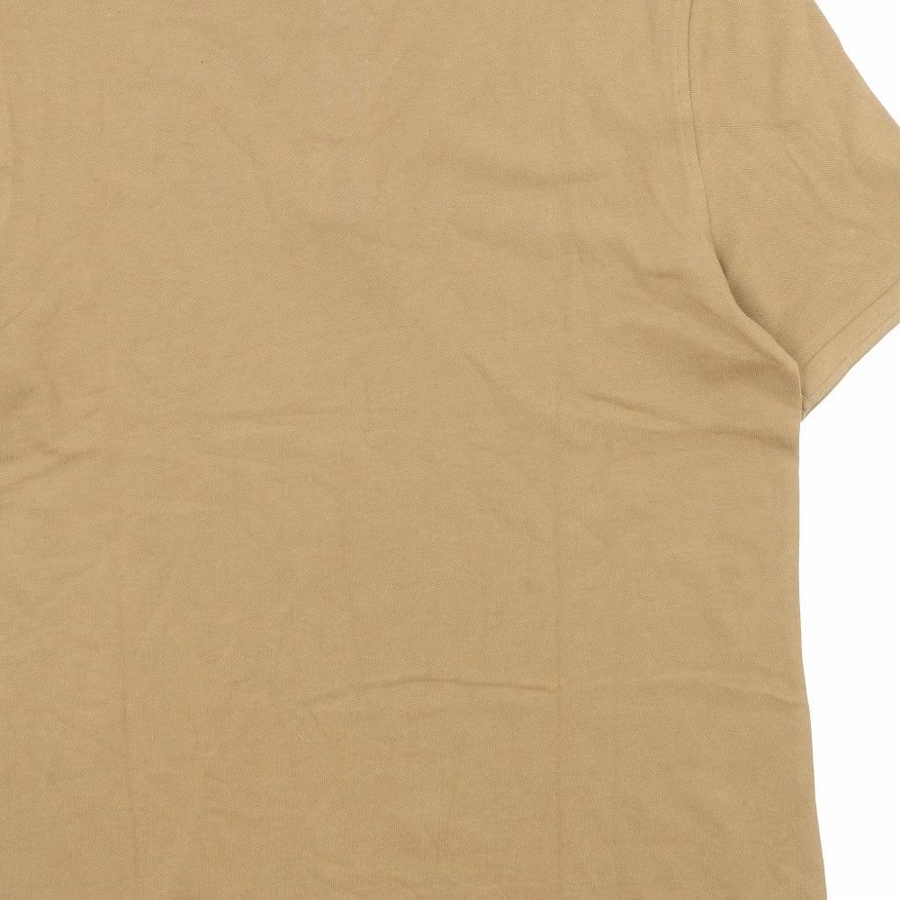 Marks and Spencer Mens Brown Cotton Polo Size M Collared Button