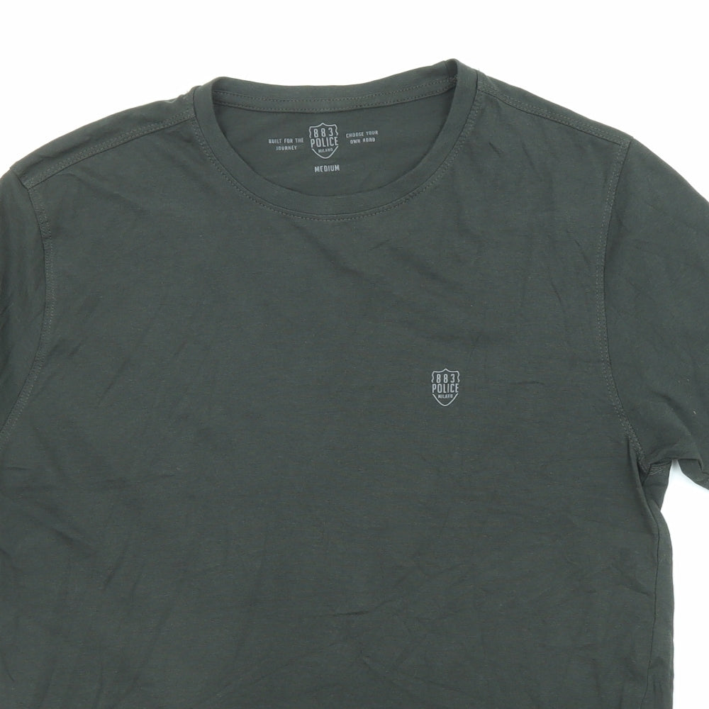 883 Police Mens Green Cotton T-Shirt Size M Crew Neck