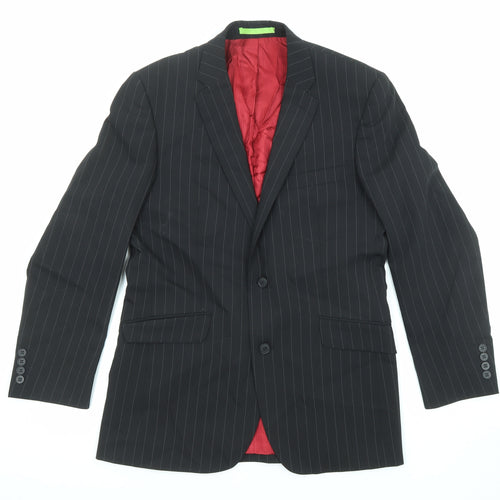 Limehaus Mens Black Striped Wool Jacket Suit Jacket Size 38 Regular