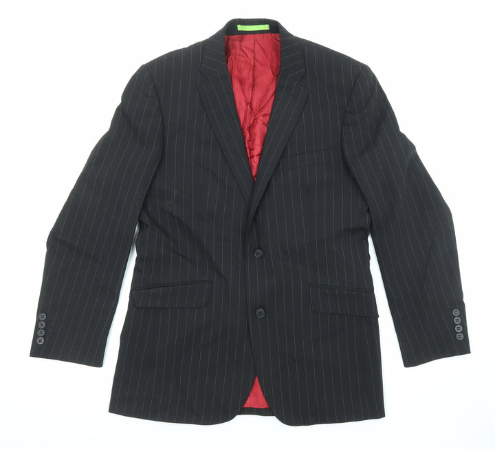 Limehaus Mens Black Striped Wool Jacket Suit Jacket Size 38 Regular