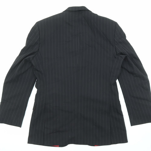 Limehaus Mens Black Striped Wool Jacket Suit Jacket Size 38 Regular