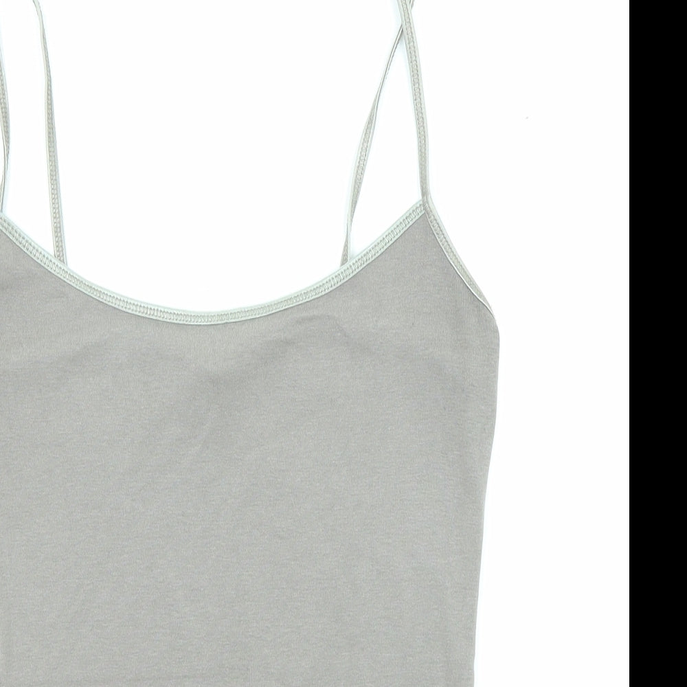 New Look Womens Grey Cotton Basic Tank Size 14 Round Neck
