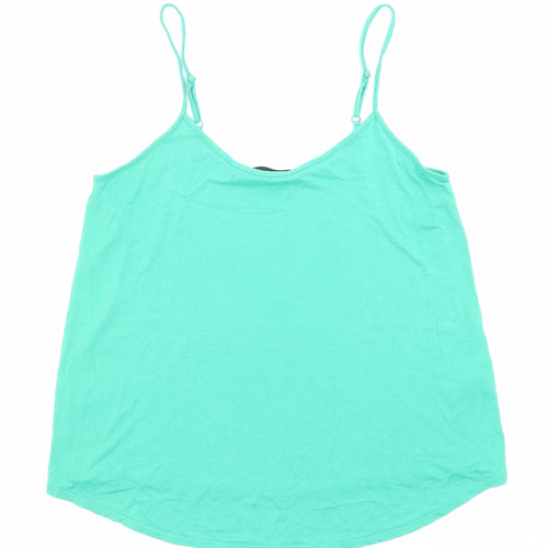 Dorothy Perkins Womens Green Viscose Basic Tank Size 10 Round Neck