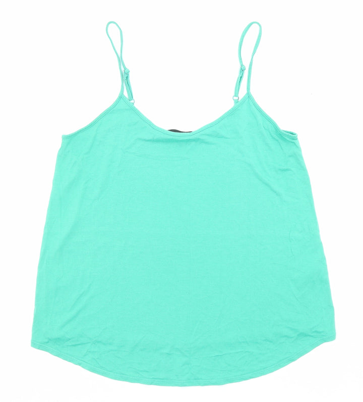 Dorothy Perkins Womens Green Viscose Basic Tank Size 10 Round Neck