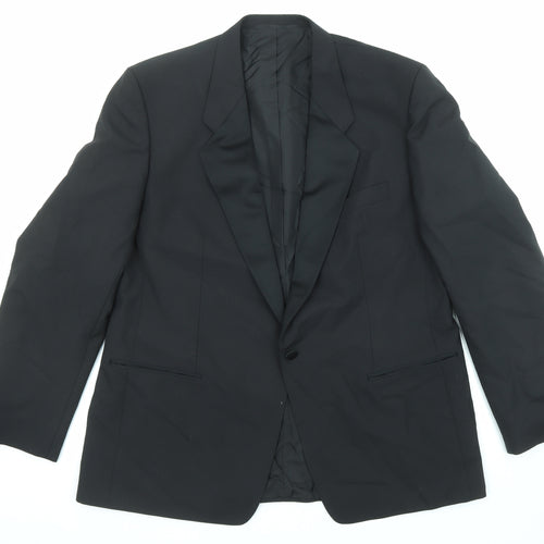 Hacker Mens Black Polyester Jacket Suit Jacket Size 48 Regular