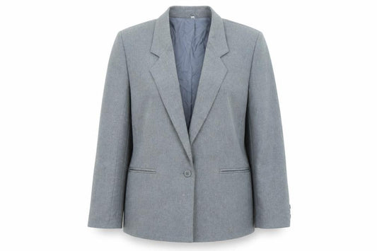 Front view of Debenhams women’s grey polyester jacket blazer, size UK 14
