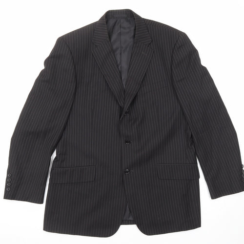 You Essential Mens Black Striped Polyester Jacket Suit Jacket Size 42 Regular