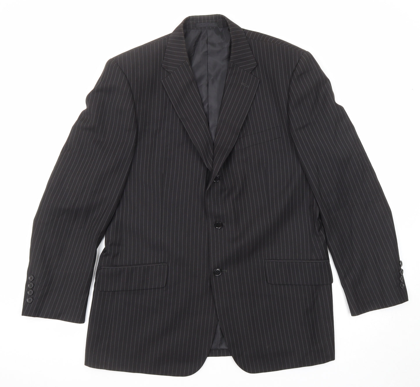 You Essential Mens Black Striped Polyester Jacket Suit Jacket Size 42 Regular