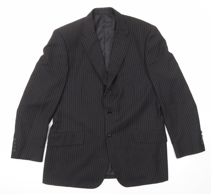 You Essential Mens Black Striped Polyester Jacket Suit Jacket Size 42 Regular