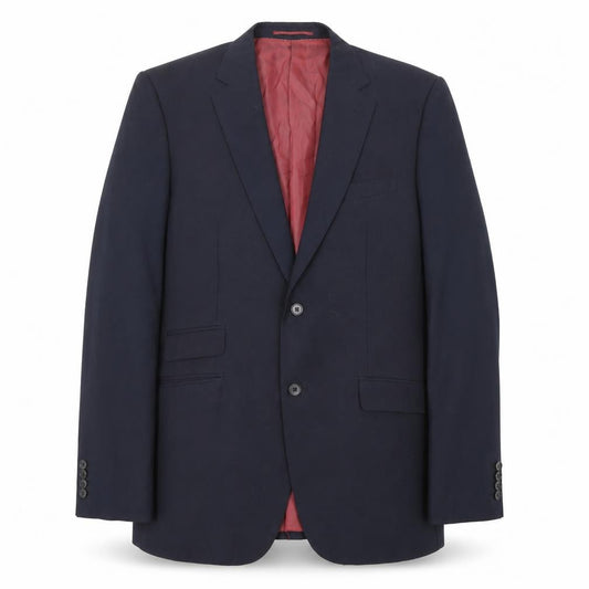 Front view of Skopes men’s blue polyester jacket suit jacket, size 42, regular