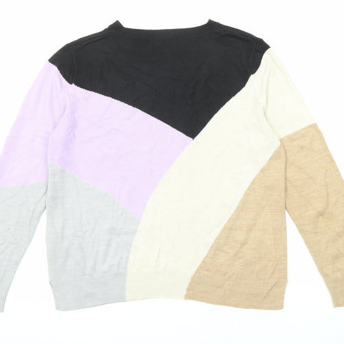 Marks and Spencer Womens Multicoloured Crew Neck Geometric Acrylic Pullover Jumper Size 16