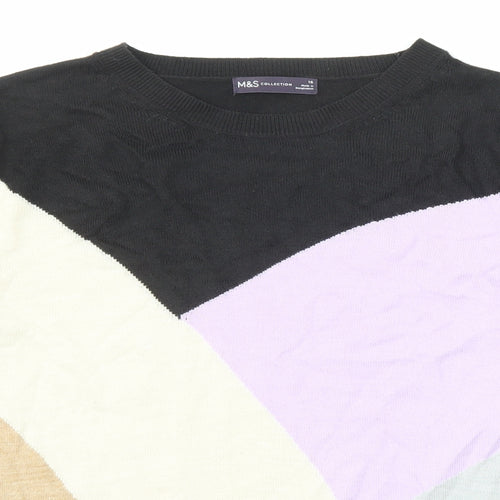 Marks and Spencer Womens Multicoloured Crew Neck Geometric Acrylic Pullover Jumper Size 16