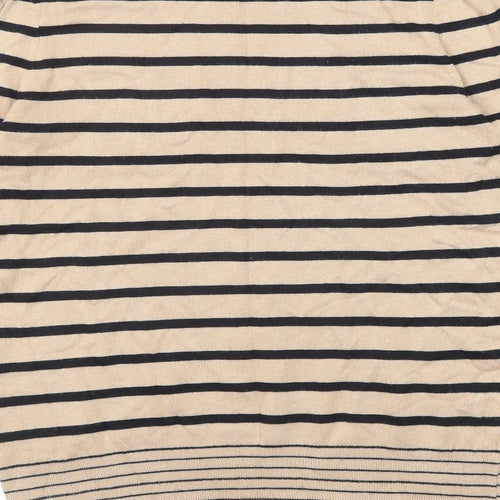 NEXT Womens Beige Crew Neck Striped Viscose Pullover Jumper Size S