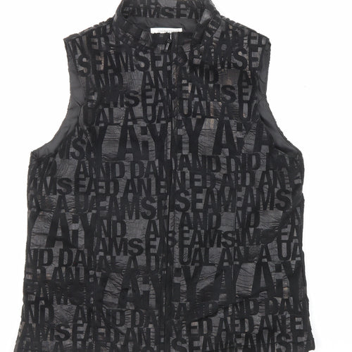 Signature Experience Womens Black Geometric Gilet Jacket Size M Zip