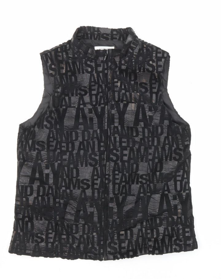 Signature Experience Womens Black Geometric Gilet Jacket Size M Zip